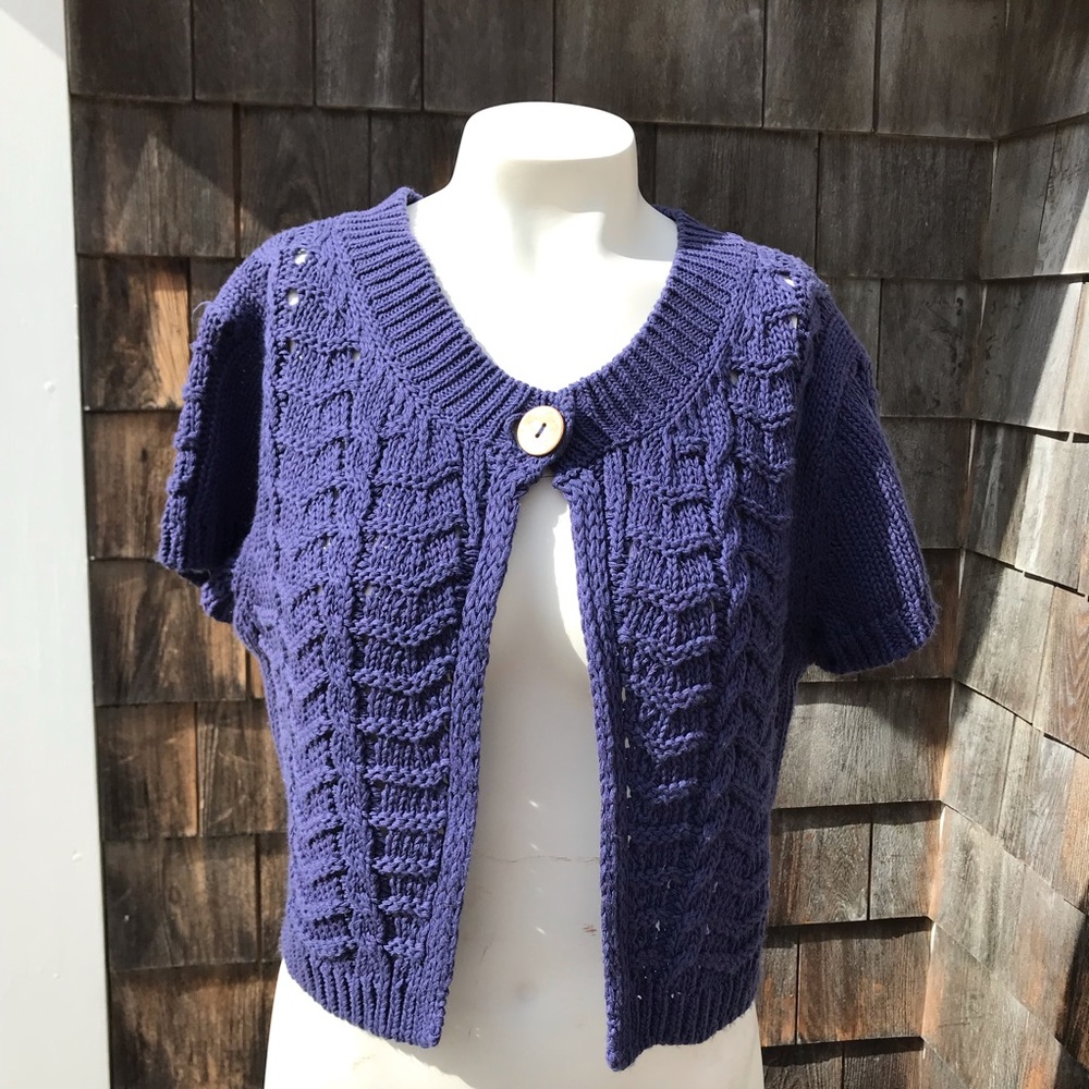 Berretti knit short-sleeve top with one button